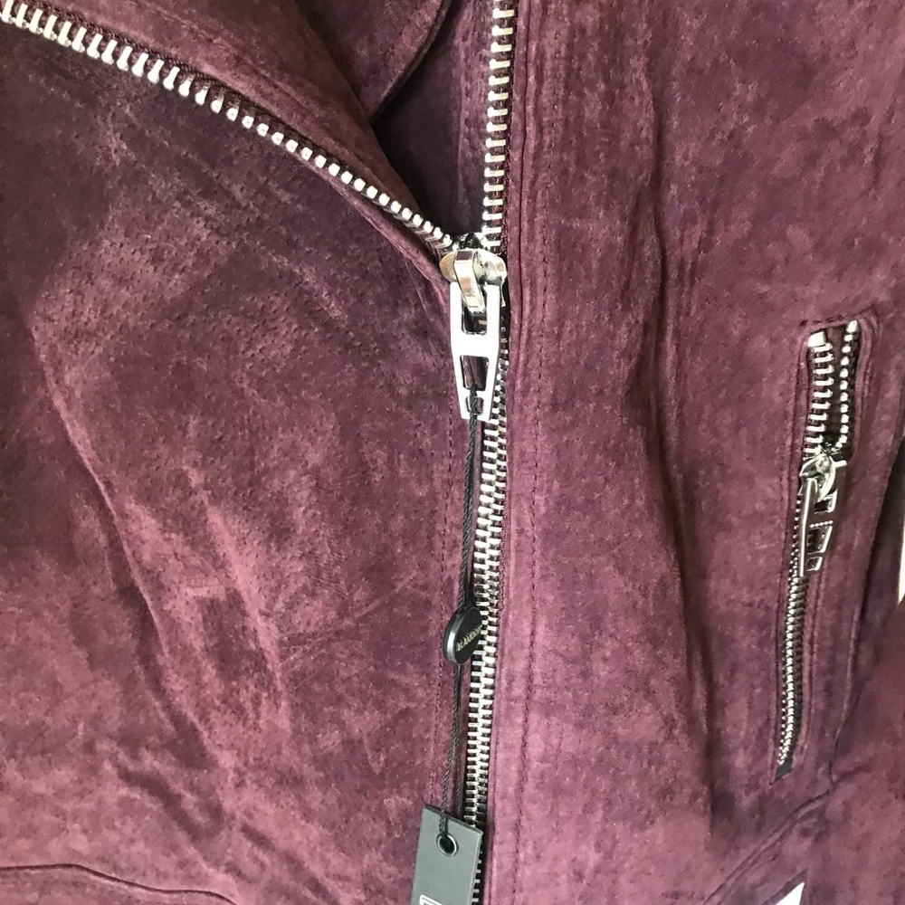 Blank NYC burgundy suede moto jacket L - Picture 6 of 8